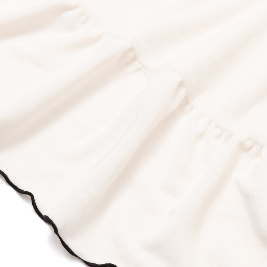 WARMY アルガンオイル加工 フリル 掛け布団カバー シングル ホワイト×ブラック