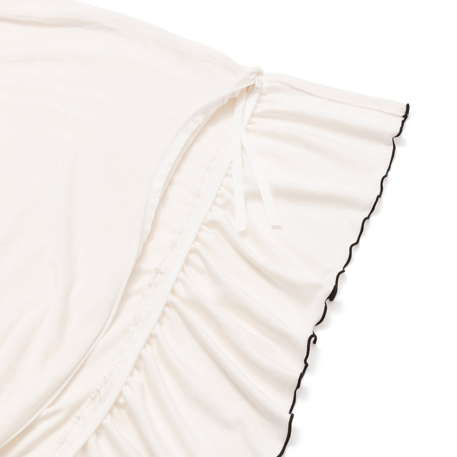 WARMY アルガンオイル加工 フリル 掛け布団カバー セミダブル ホワイト×ブラック