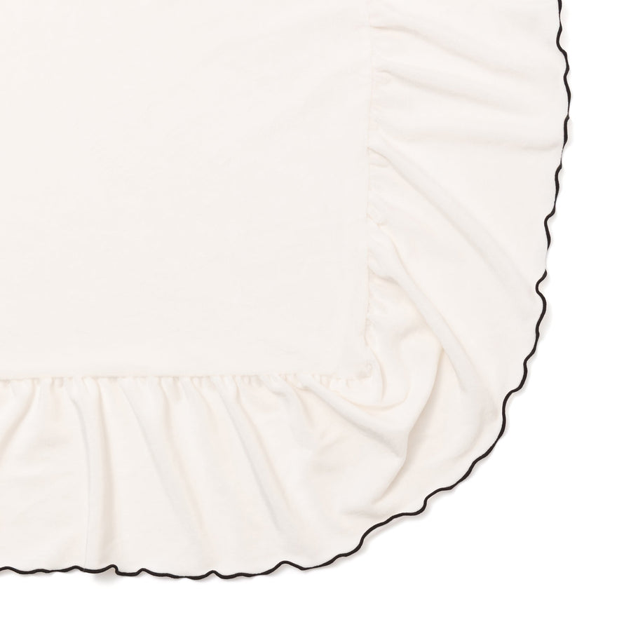 WARMY アルガンオイル加工 フリル 掛け布団カバー ダブル ホワイト×ブラック