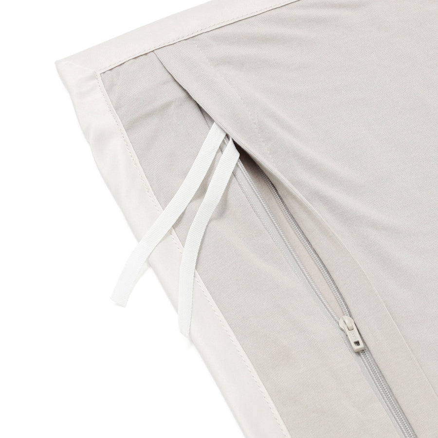 CICA加工 サテンリボン 掛け布団カバー ダブル グレージュ