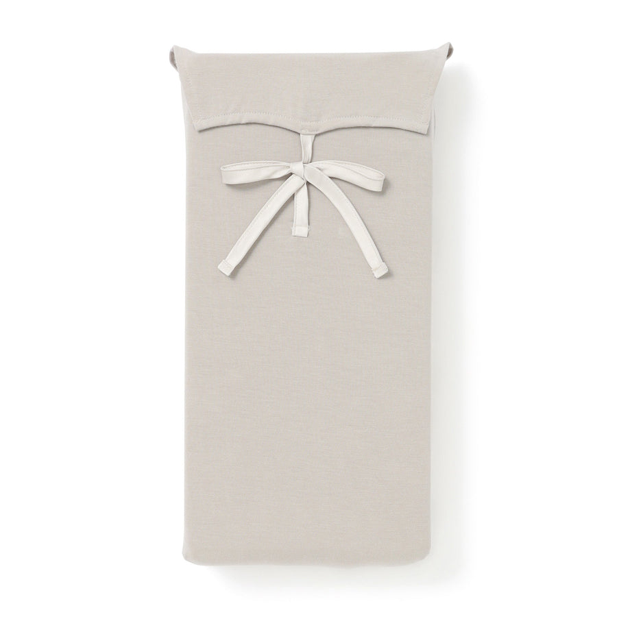 CICA加工 サテンリボン 掛け布団カバー ダブル グレージュ