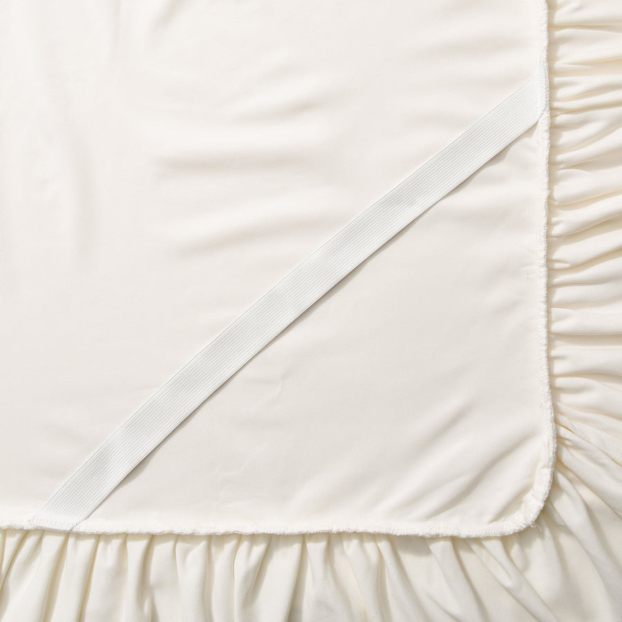 WARMY Privacy Sheet with Ruffles, Single, Ivory