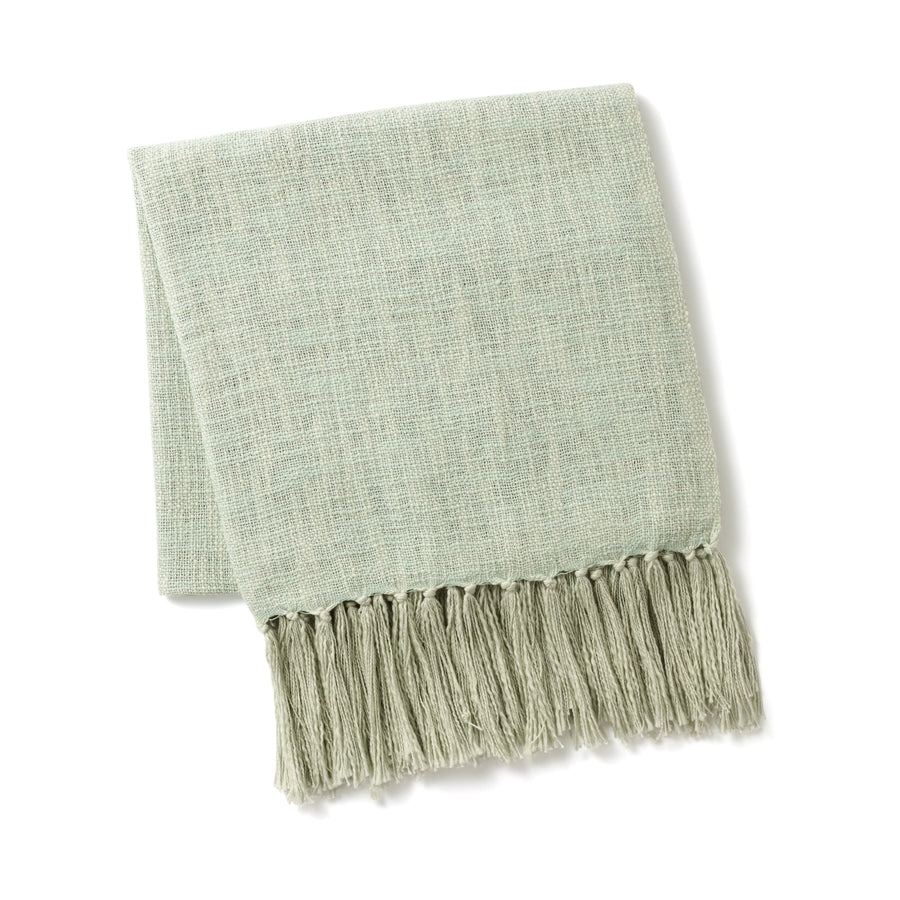 Cotton slub throw (lap blanket) 1700 x 1300, light green [2023 spring/summer model]