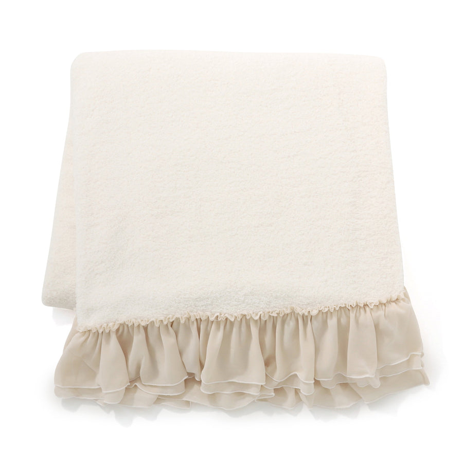 Howamoco Frill Throw (Knee Blanket) 1700 x 1300 Ivory
