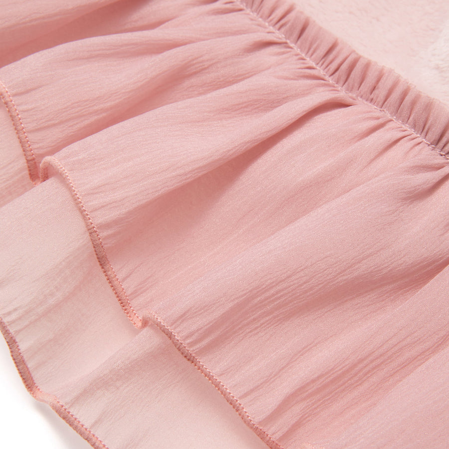 なめらか フリル スロー（ひざ掛け）1500×800 ピンク