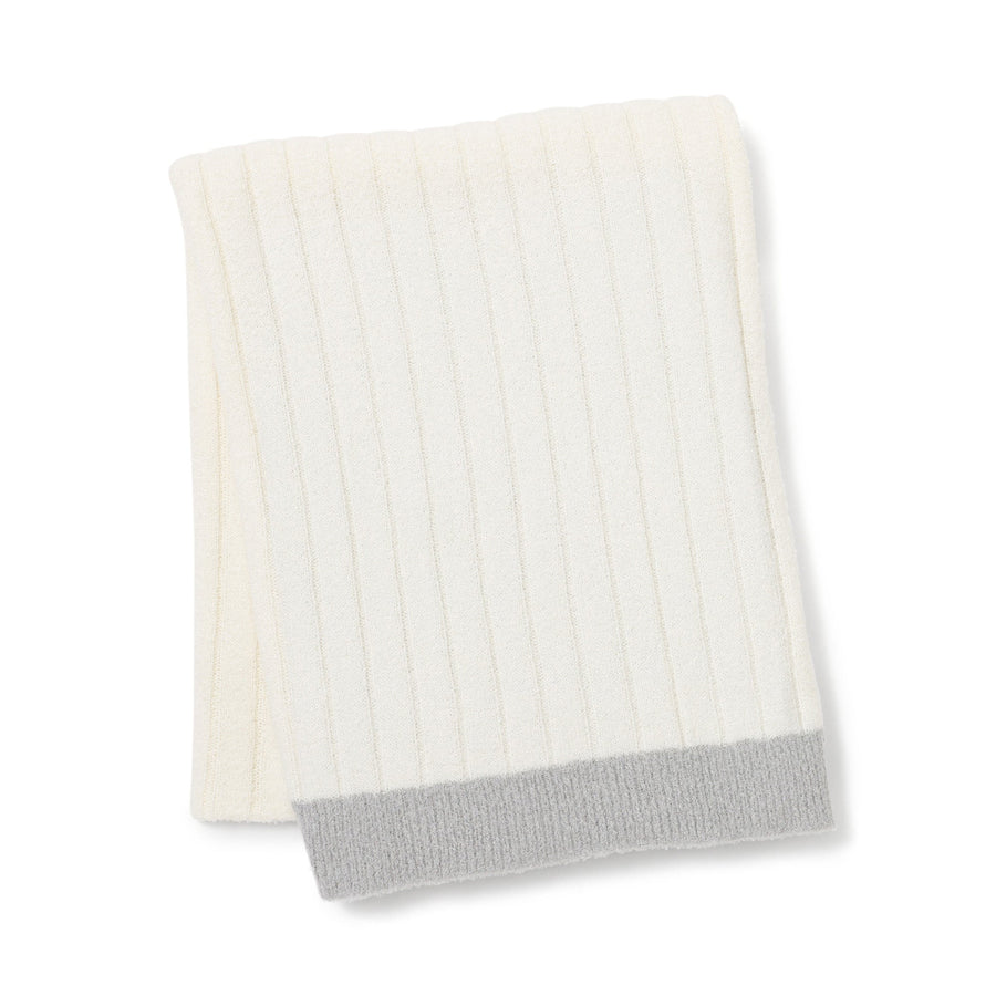 とろけるバイカラーニット スロー（ひざ掛け）1700×1000 ホワイト×グレー