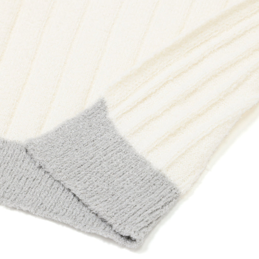 とろけるバイカラーニット スロー（ひざ掛け）1700×1000 ホワイト×グレー