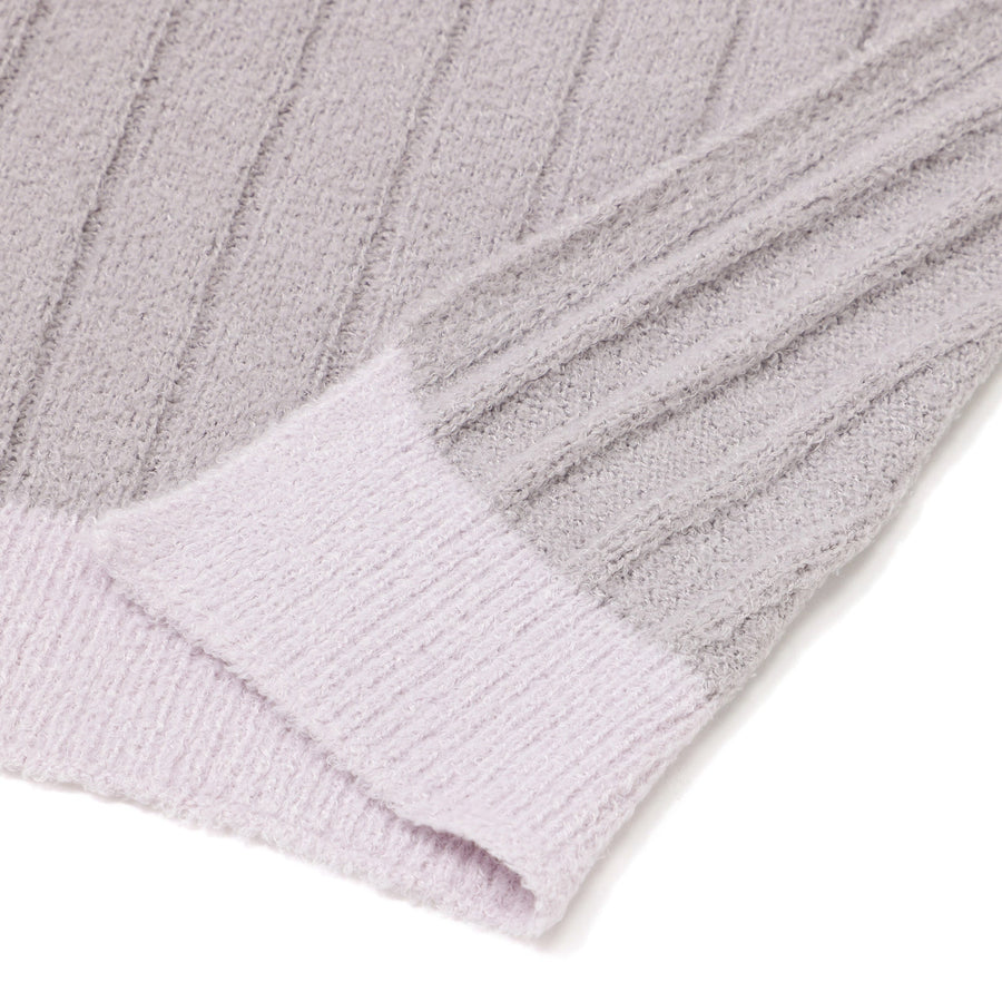 とろけるバイカラーニット スロー（ひざ掛け）1700×1000 パープル×ライトパープル