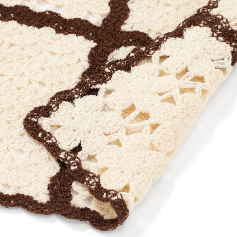 オータムフラワー クロシェ スロー（ひざ掛け）1000×1500 アイボリー