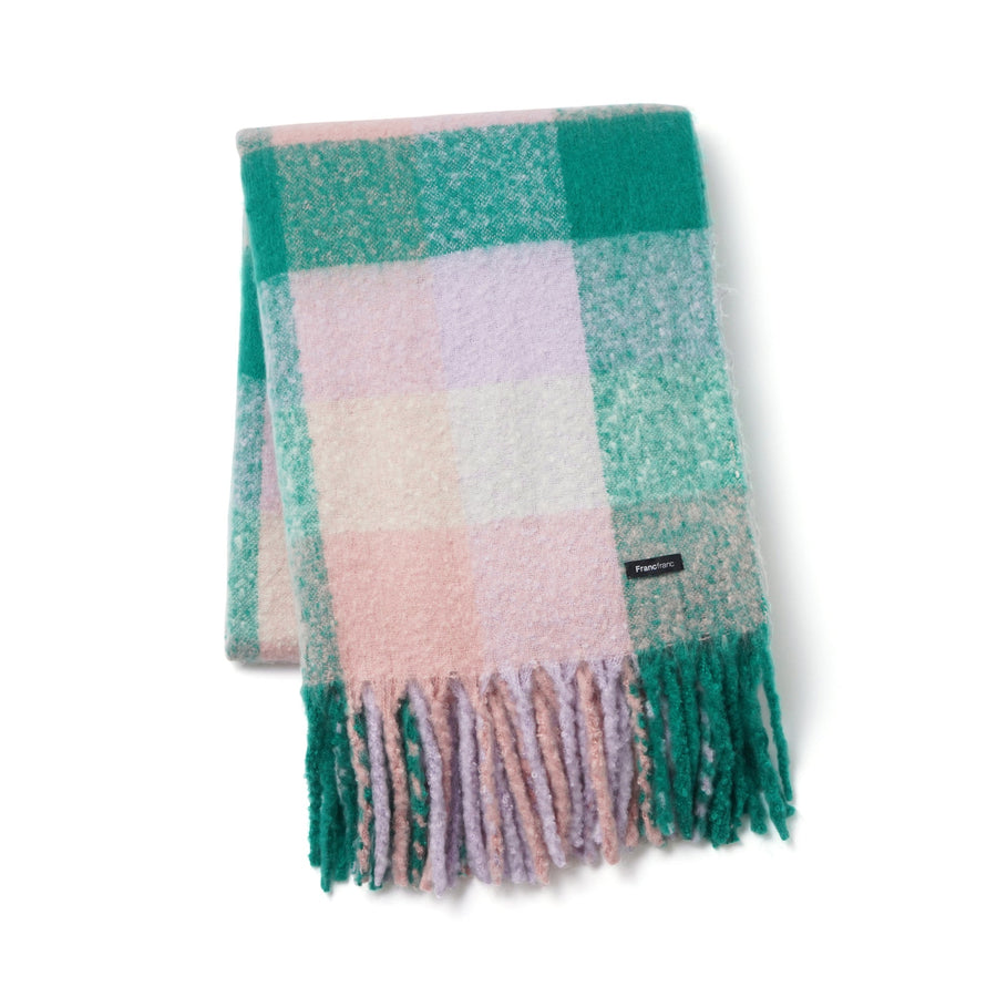 モヘア風 チェック スロー（ひざ掛け）1700×1300 ピンク