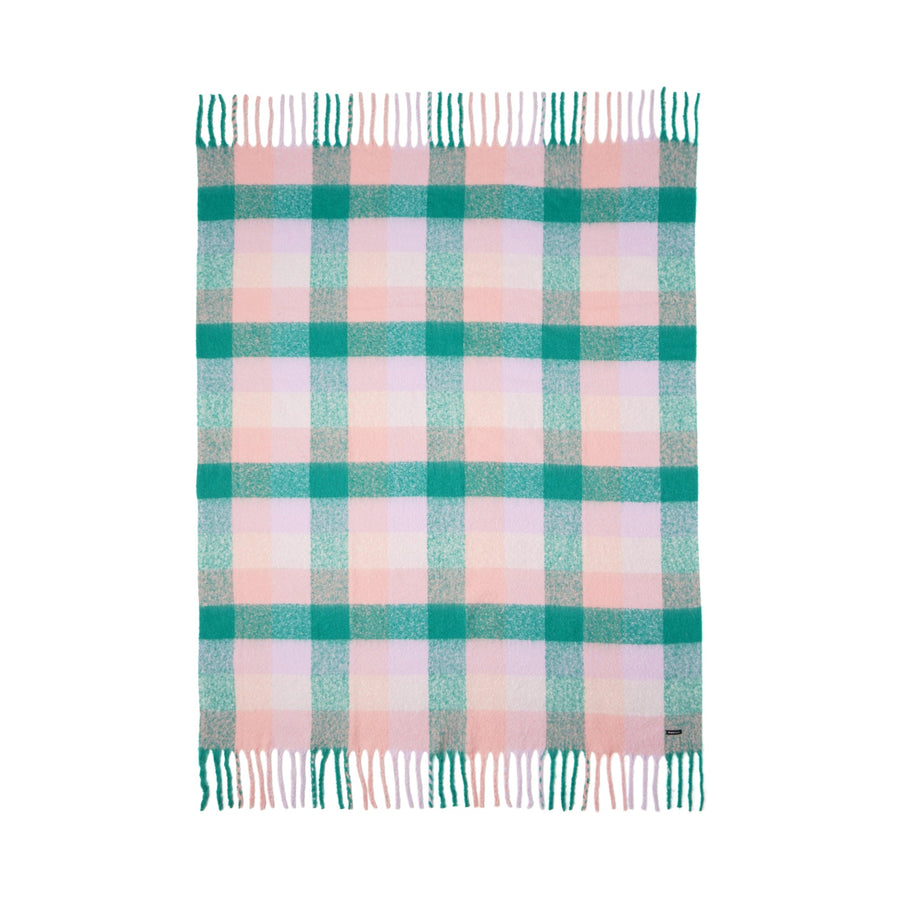 モヘア風 チェック スロー（ひざ掛け）1700×1300 ピンク