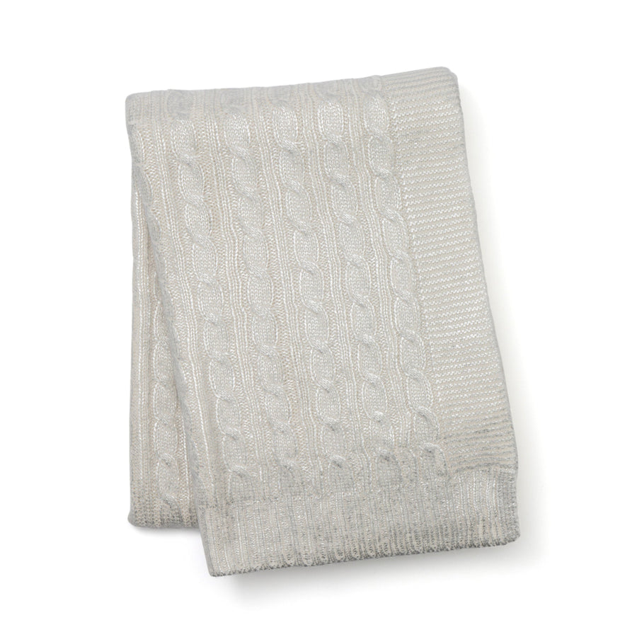 シャイニーケーブルニットスロー（ひざ掛け）1400×1000 アイボリー