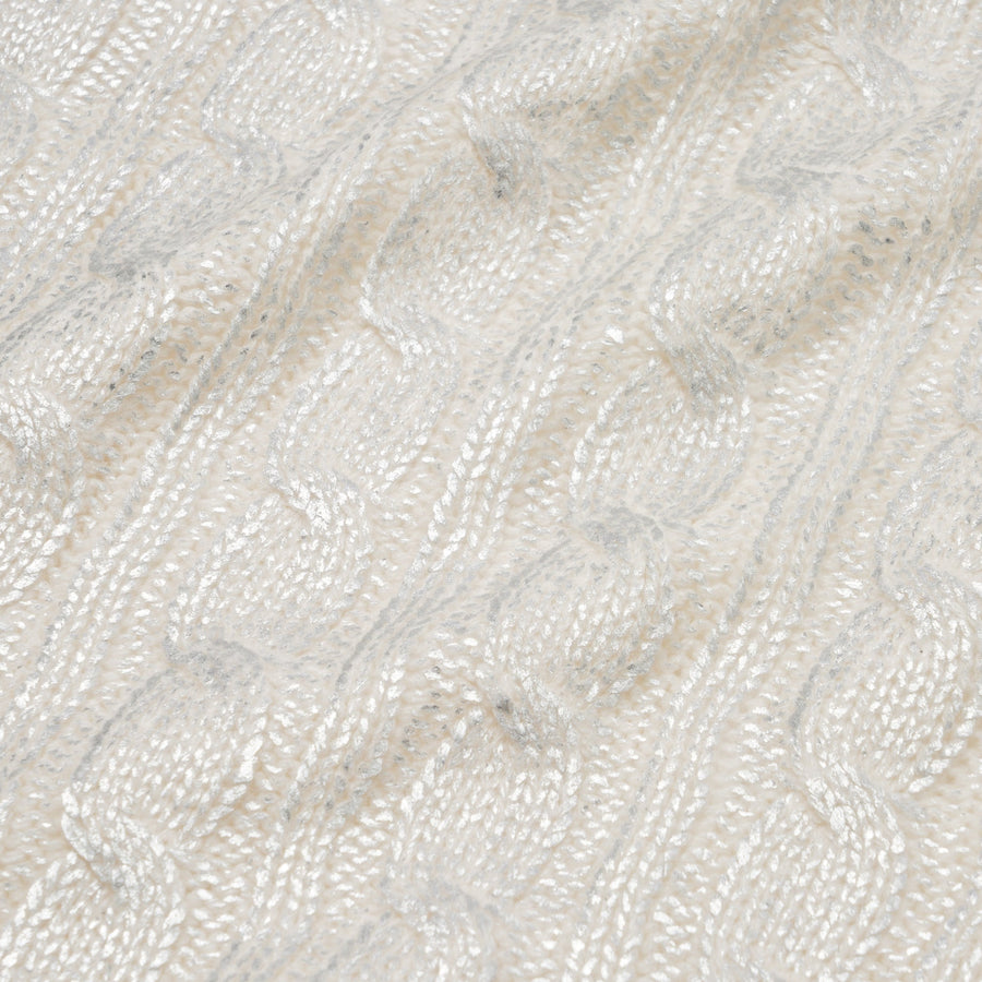 シャイニーケーブルニットスロー（ひざ掛け）1400×1000 アイボリー