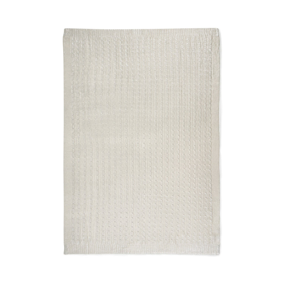 シャイニーケーブルニットスロー（ひざ掛け）1400×1000 アイボリー