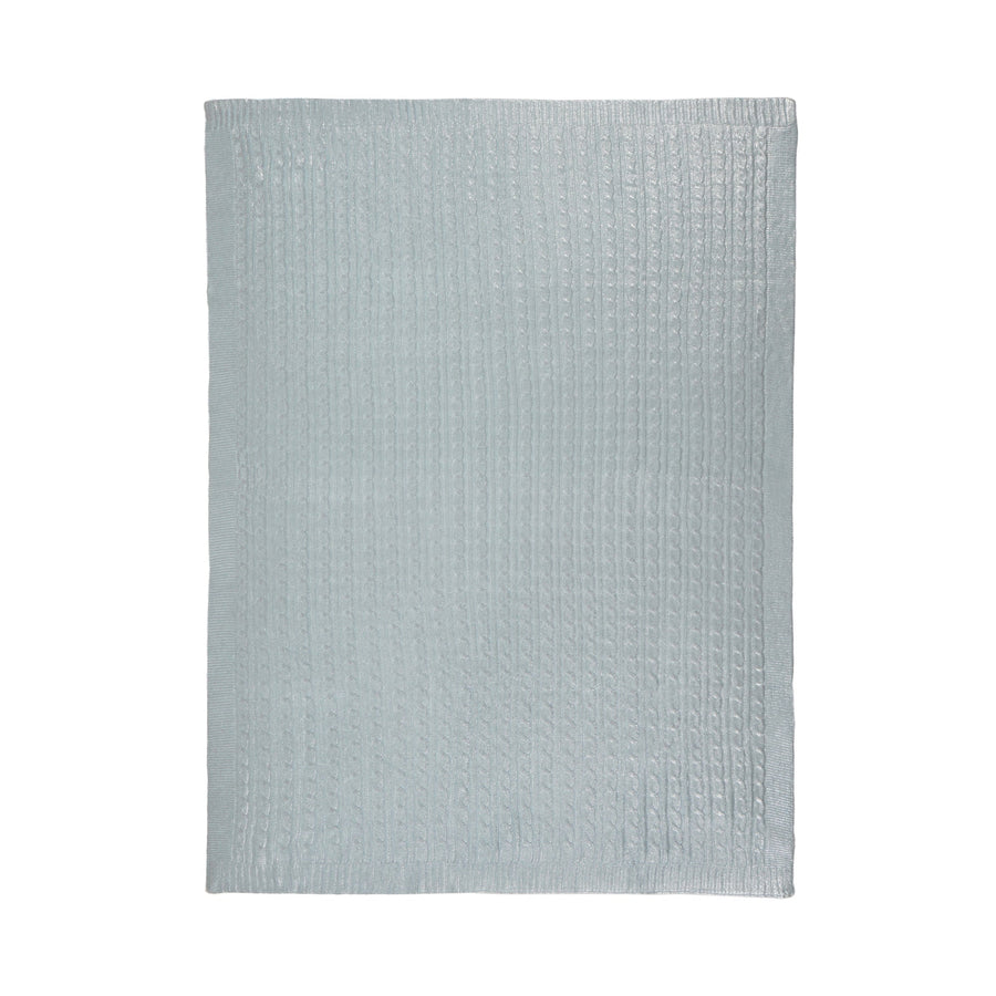シャイニーケーブルニットスロー（ひざ掛け）1400×1000 ライトブルー