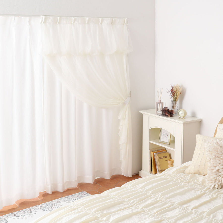 Tulle balloon double curtain H1350×W1000 Ivory (Lace &amp; Drape/Ready-made)