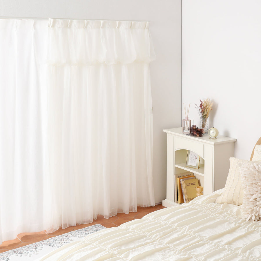 Tulle balloon double curtain H1350×W1000 Ivory (Lace &amp; Drape/Ready-made)