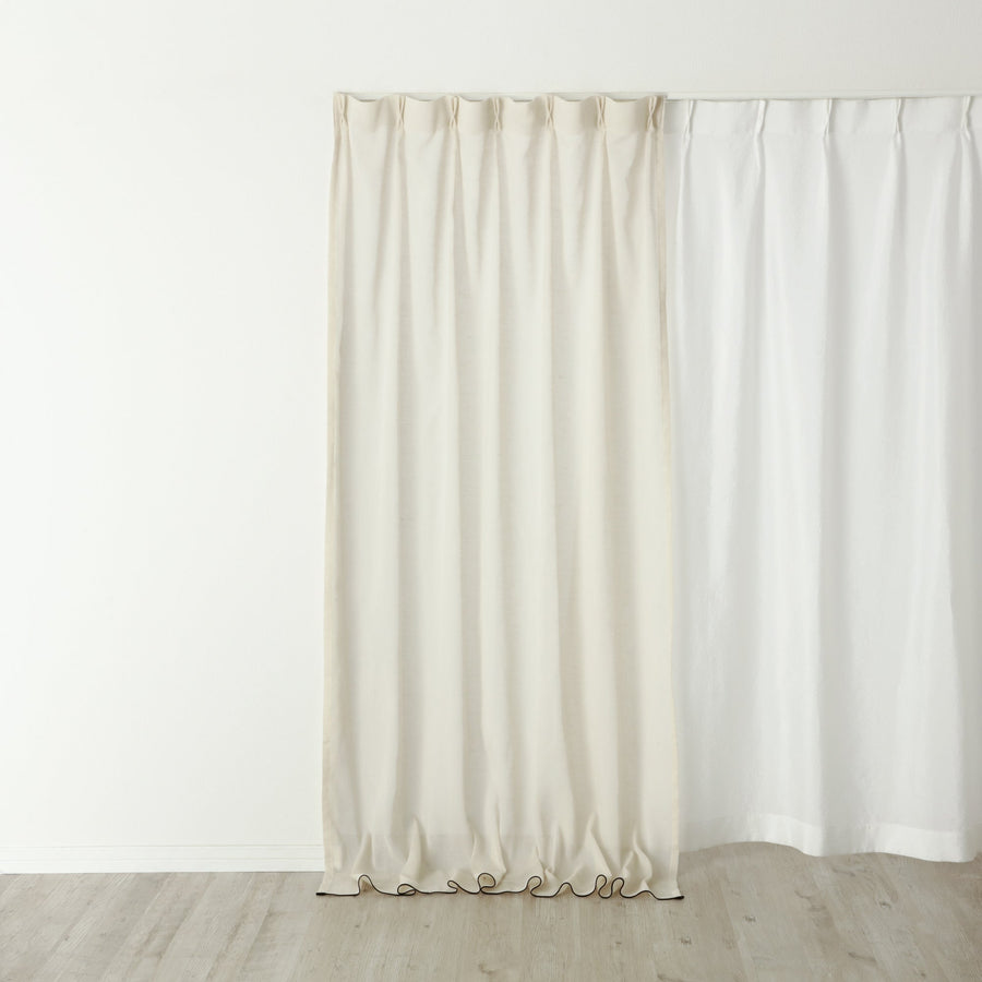 パイピングヘム レースカーテン H2150×W1000 アイボリー×ブラック