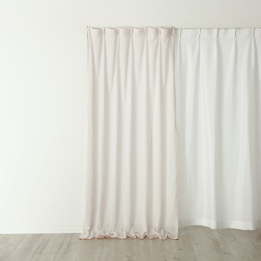 パイピングヘム レースカーテン H2150×W1000 ピンク×オレンジ