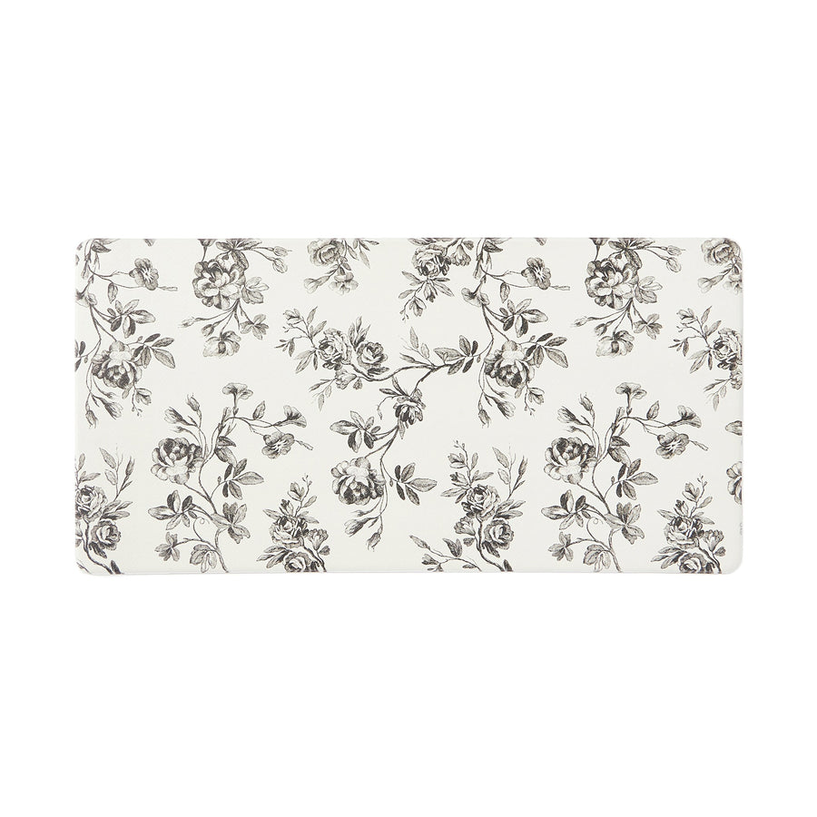 PVC Kitchen Mat Classic Flower XS Black