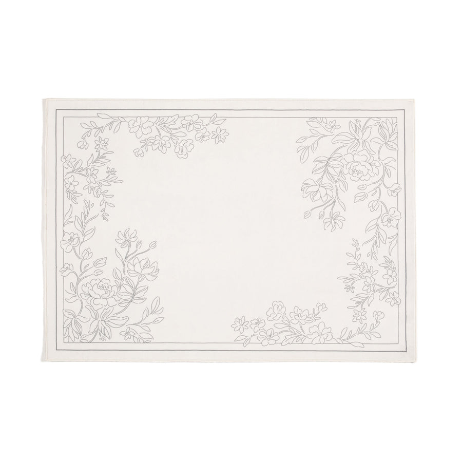 Design Print Rug Line Flower S Ivory