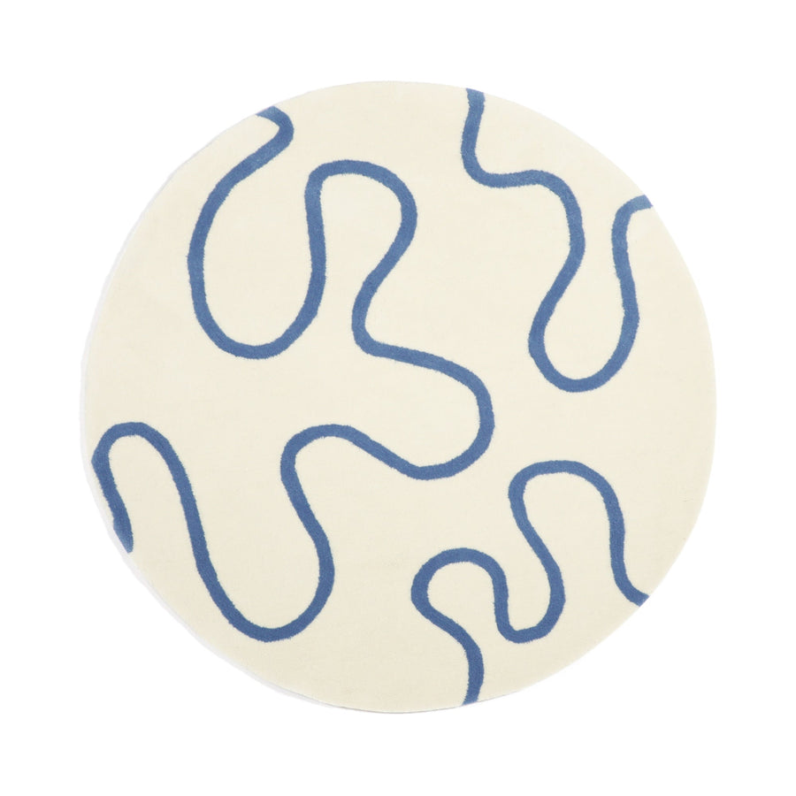 ワンダー ラグ ラウンド Φ1500 アイボリー×ブルー