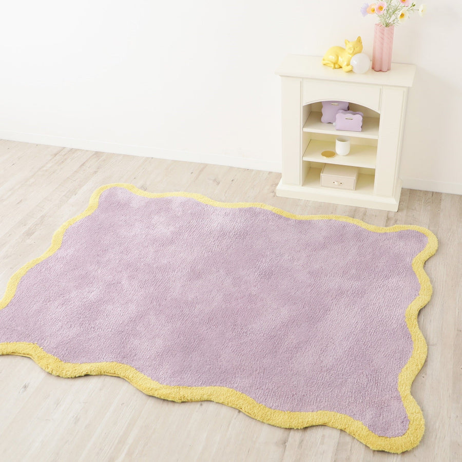 ウェーブ フレーム ラグ M 2000×1400 パープル×イエロー