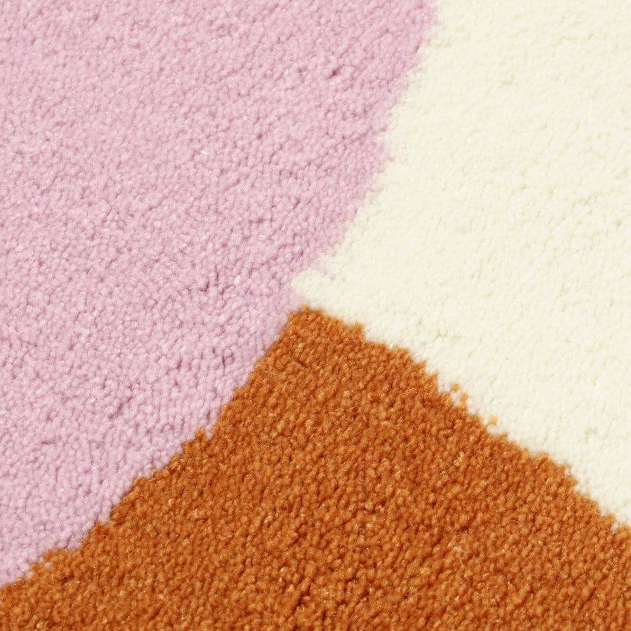 ワンダー ラグ ラウンド Φ1500 ピンク×オレンジ