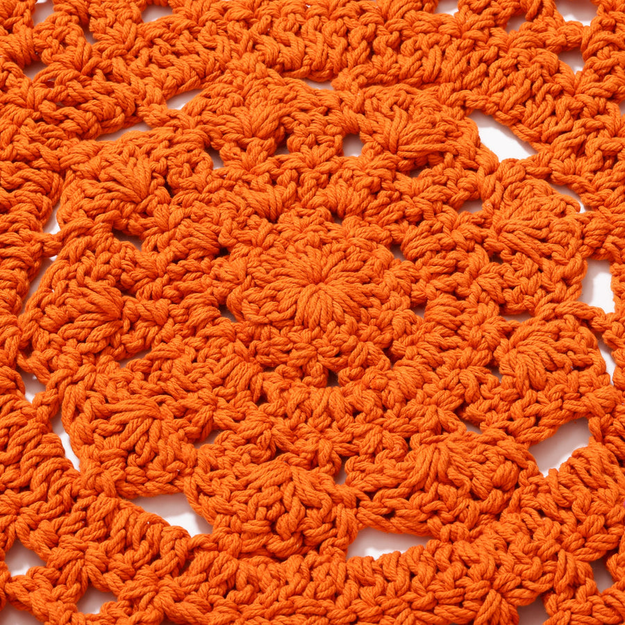 フラワークロシェ ラグ φ1000 オレンジ