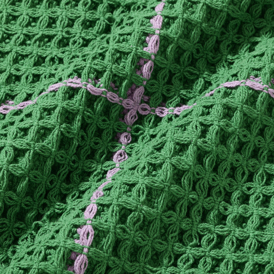 ワッフル ウィンドウペン コットンラグ M 2000×1400 グリーン×パープル