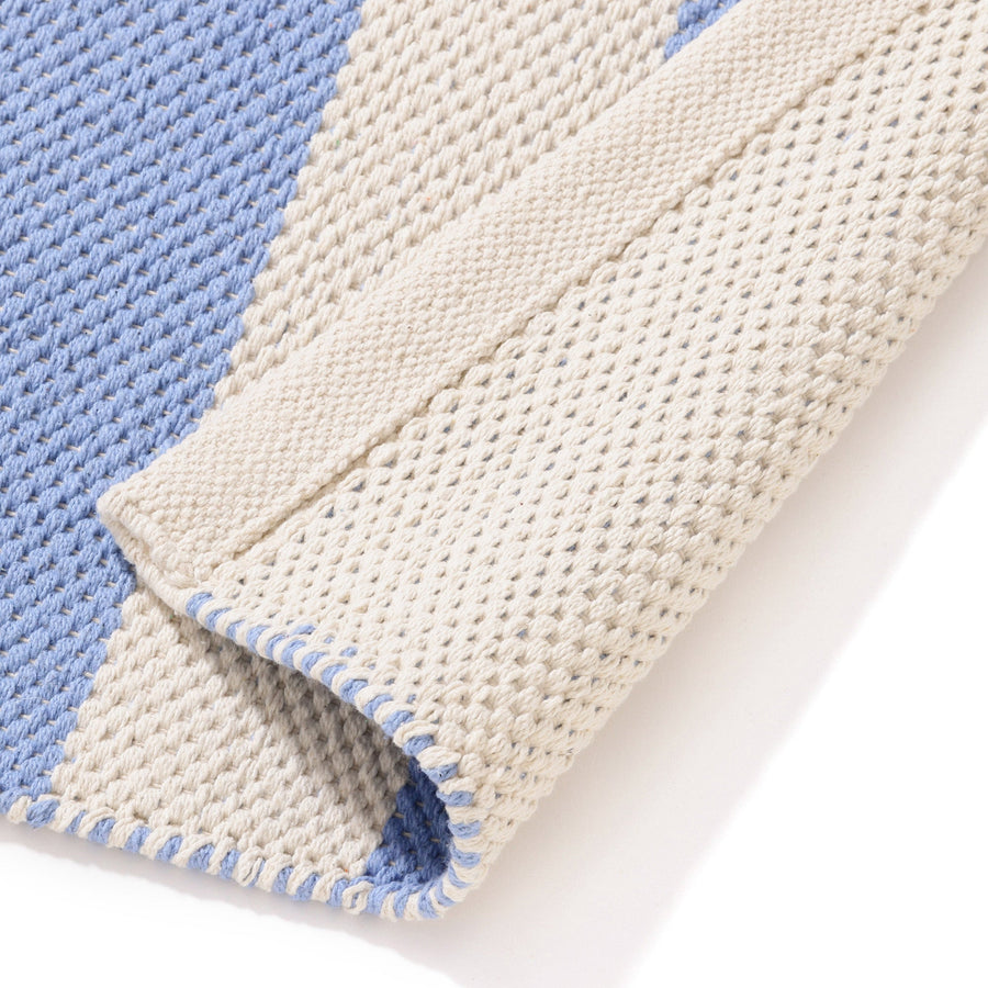 ストライプ コットンラグ M 2000×1400 ライトブルー×ホワイト