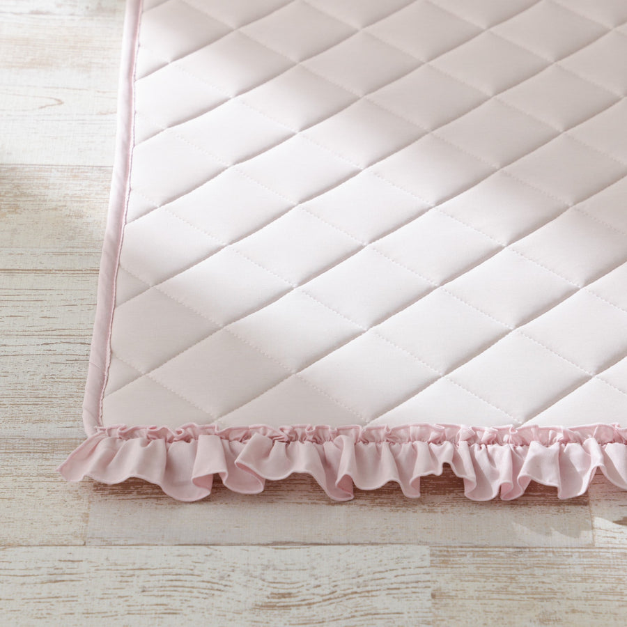 ひんやり キルトラグ フリル M 1850×1300 ライトピンク
