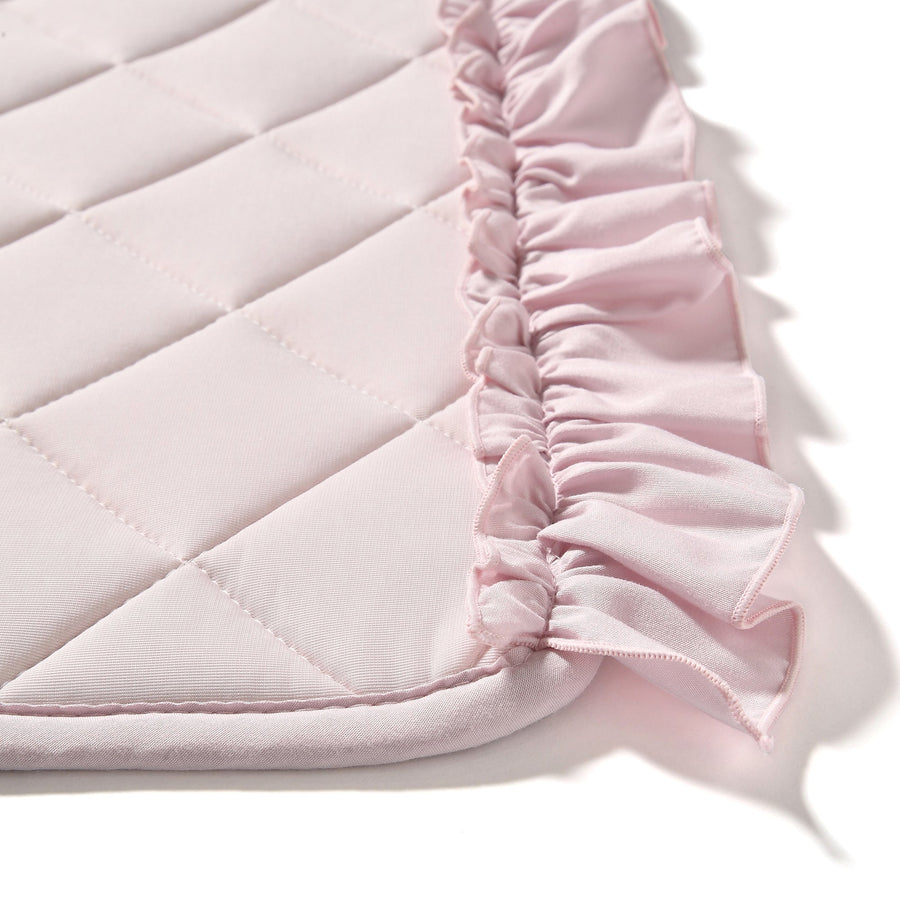 ひんやり キルトラグ フリル M 1850×1300 ライトピンク