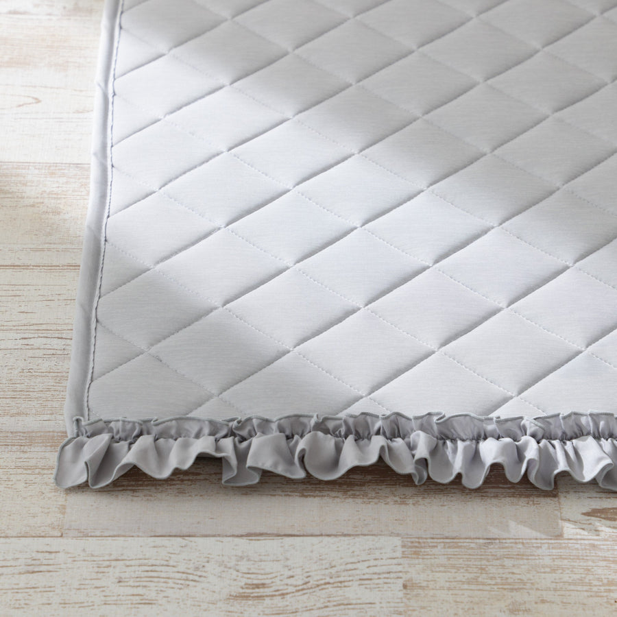 ひんやり キルトラグ フリル S 1400×1000 ライトグレー