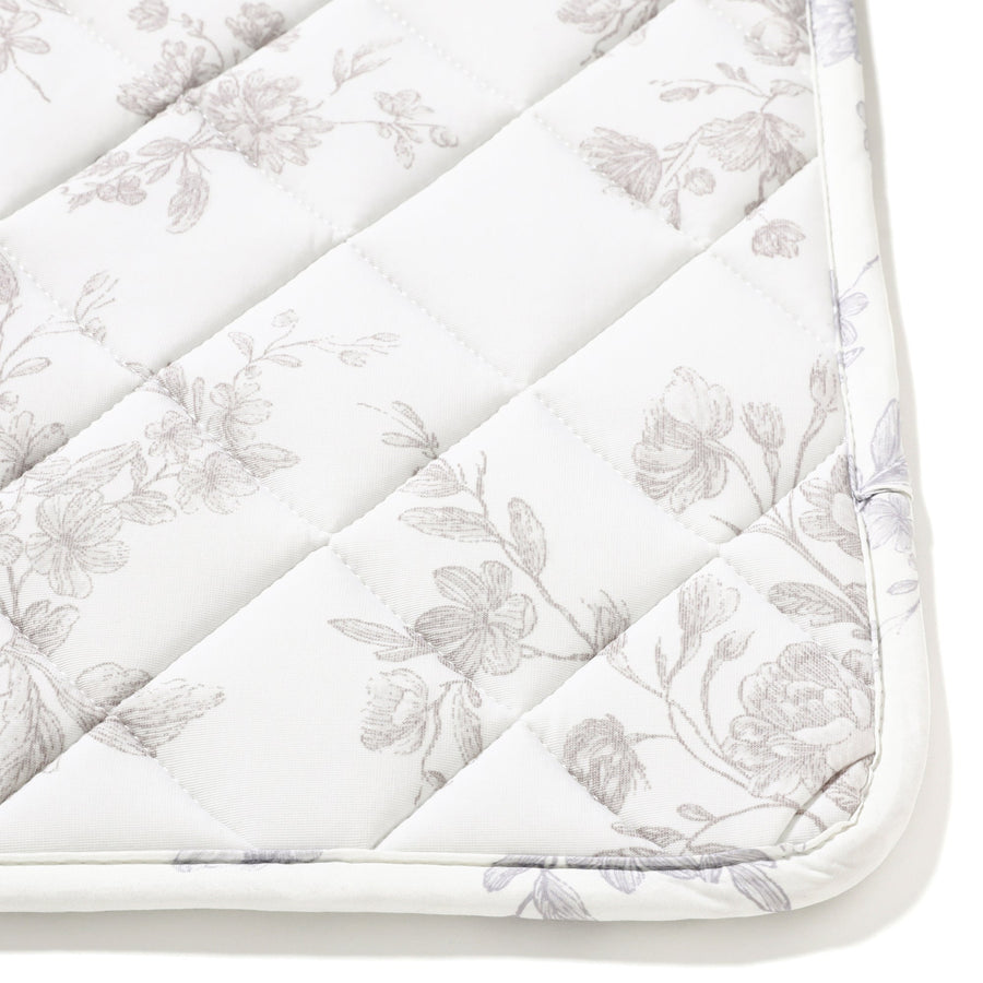 ひんやり キルトラグ クラシックフラワー S 1400×1000 グレー