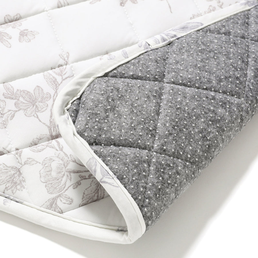 ひんやり キルトラグ クラシックフラワー S 1400×1000 グレー