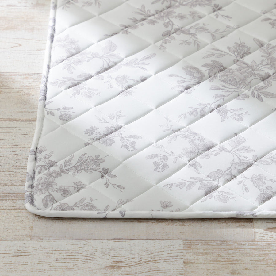 ひんやり キルトラグ クラシックフラワー L 1850×1850 グレー