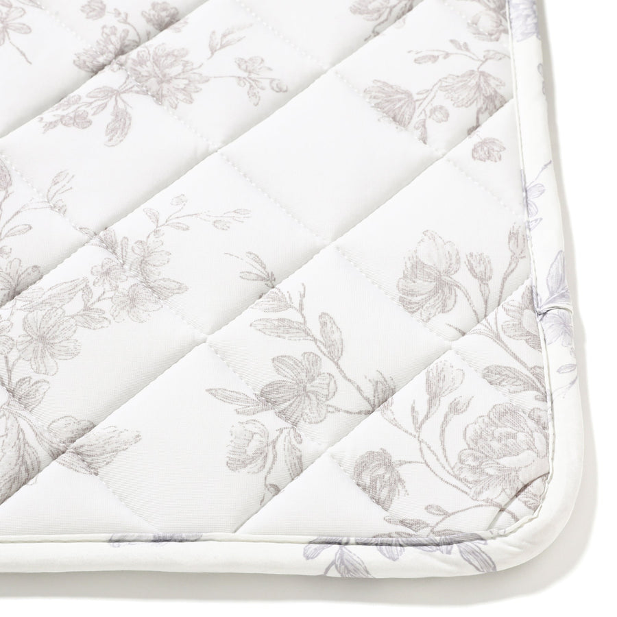 ひんやり キルトラグ クラシックフラワー L 1850×1850 グレー