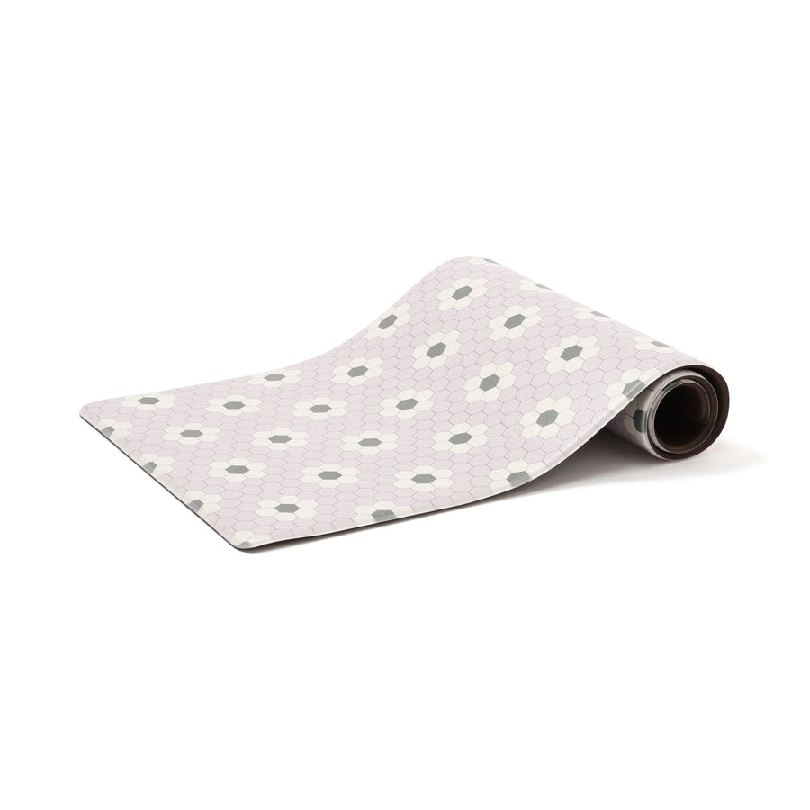 PVC キッチンマット タイル S ピンク