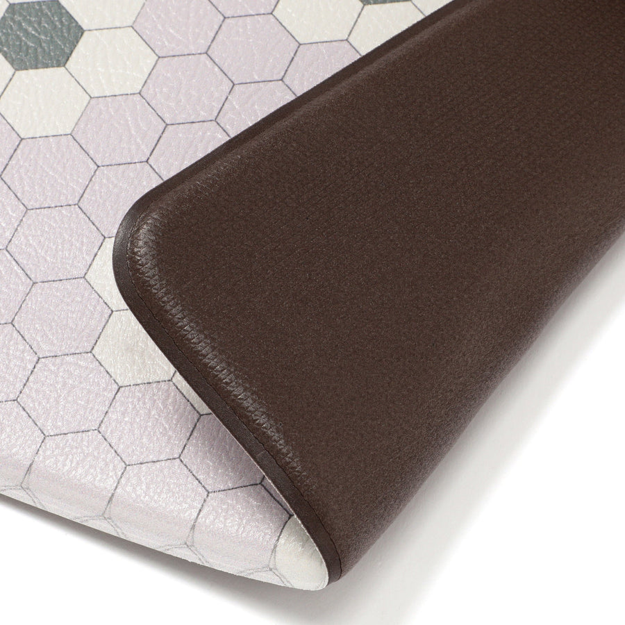 PVC キッチンマット タイル S ピンク