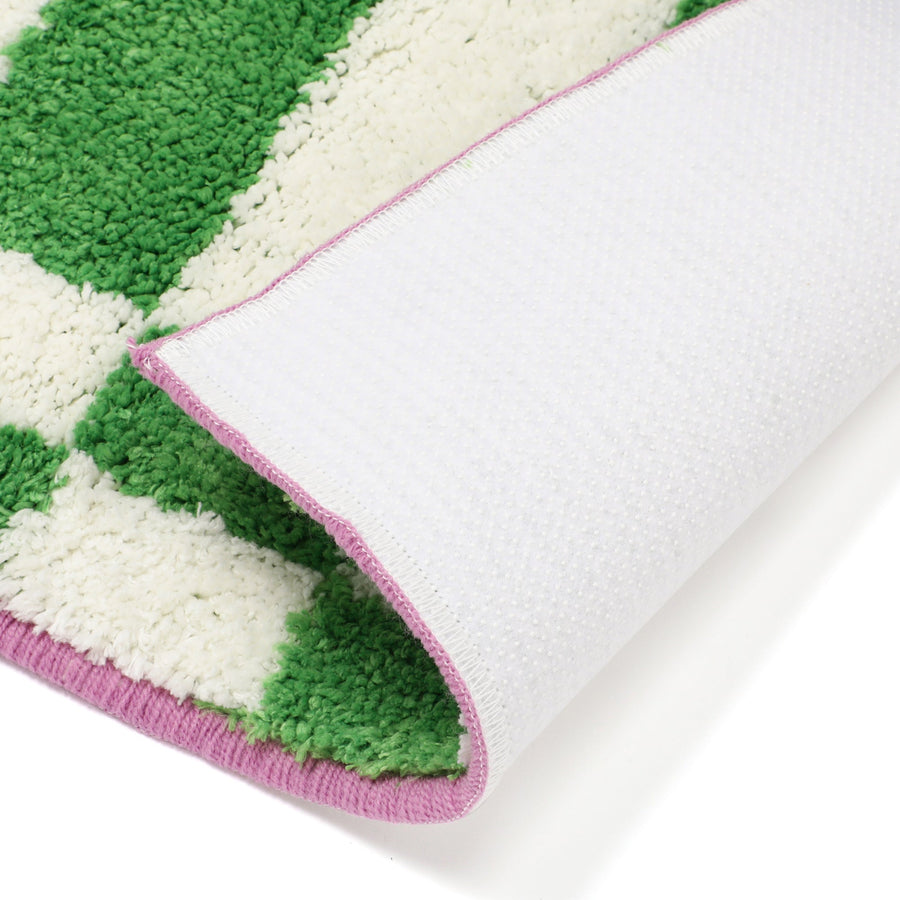 チェッカーボード キッチンマット S グリーン×ピンク