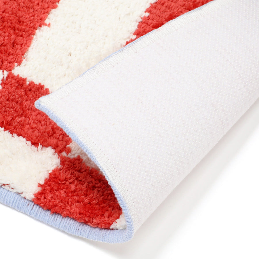 チェッカーボード キッチンマット S オレンジ×ブルー