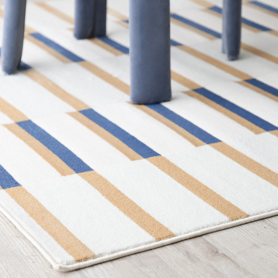 ミッテ ラグ リズムライン L 2300×1600 オレンジ×ブルー