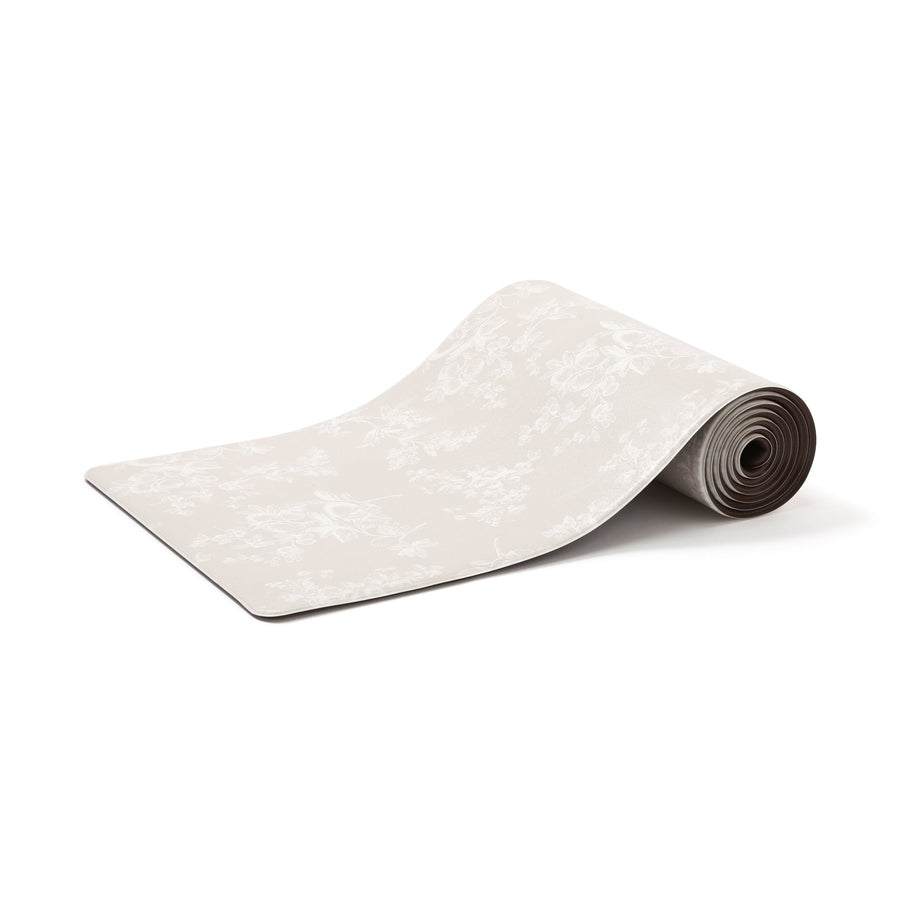 PVC キッチンマット クラシックフラワー L ベージュ