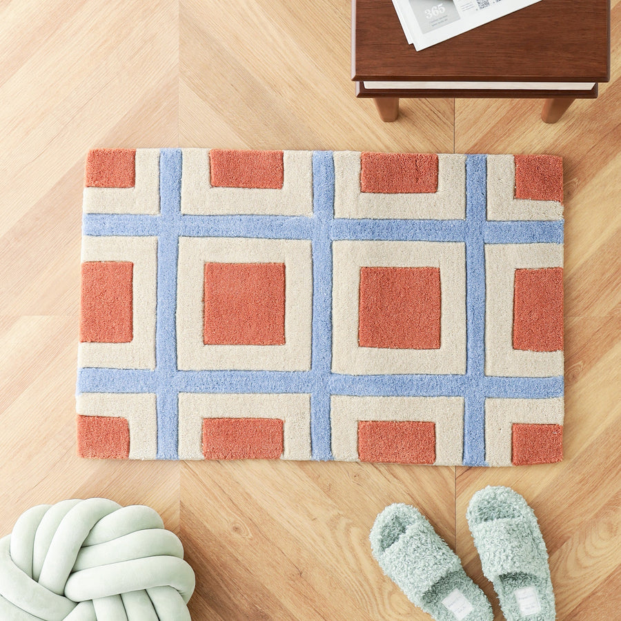 ジオメトリー マット 800×500 オレンジ×ブルー