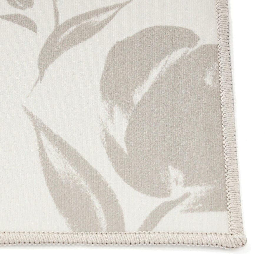 プリント キッチンマット フラワー S ベージュ