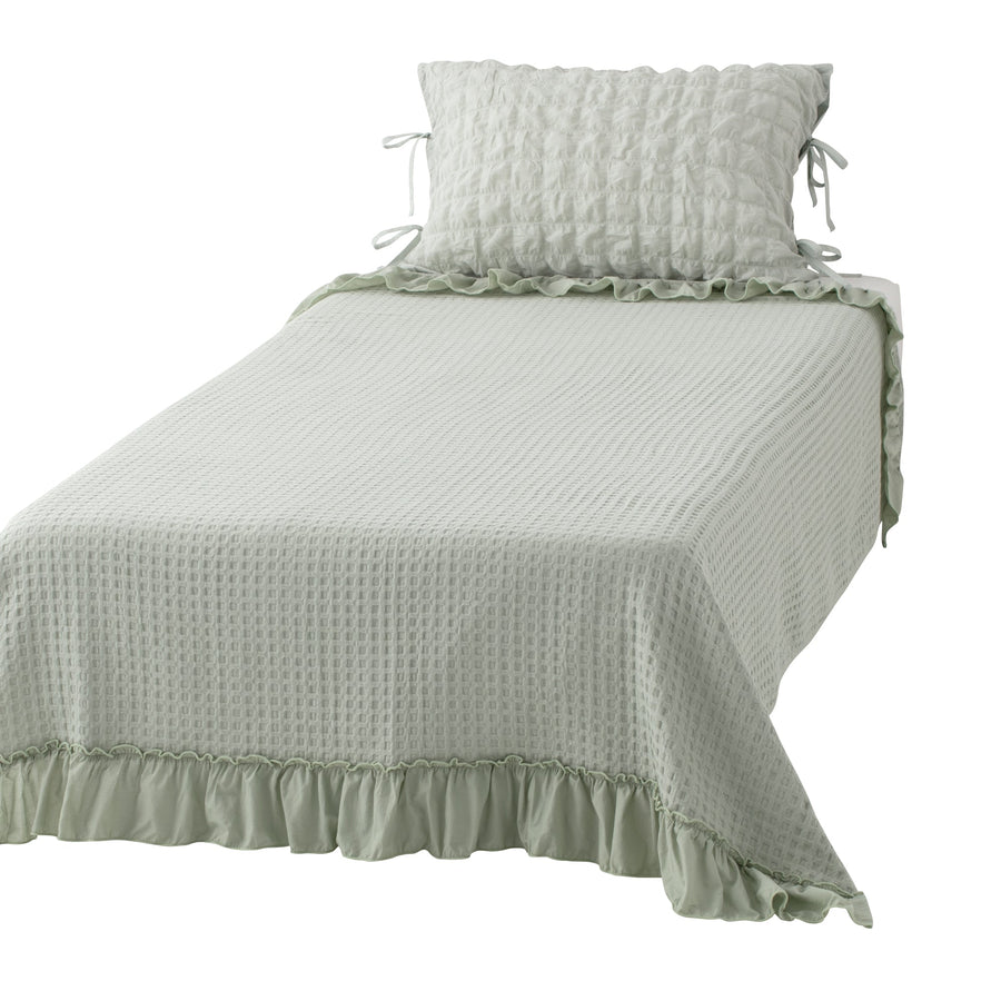 Waffle Summer Blanket (Single, Light Green)