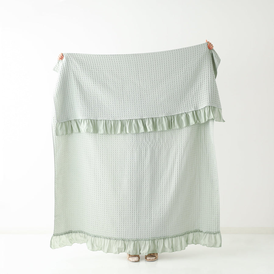 Waffle Summer Blanket (Single, Light Green)