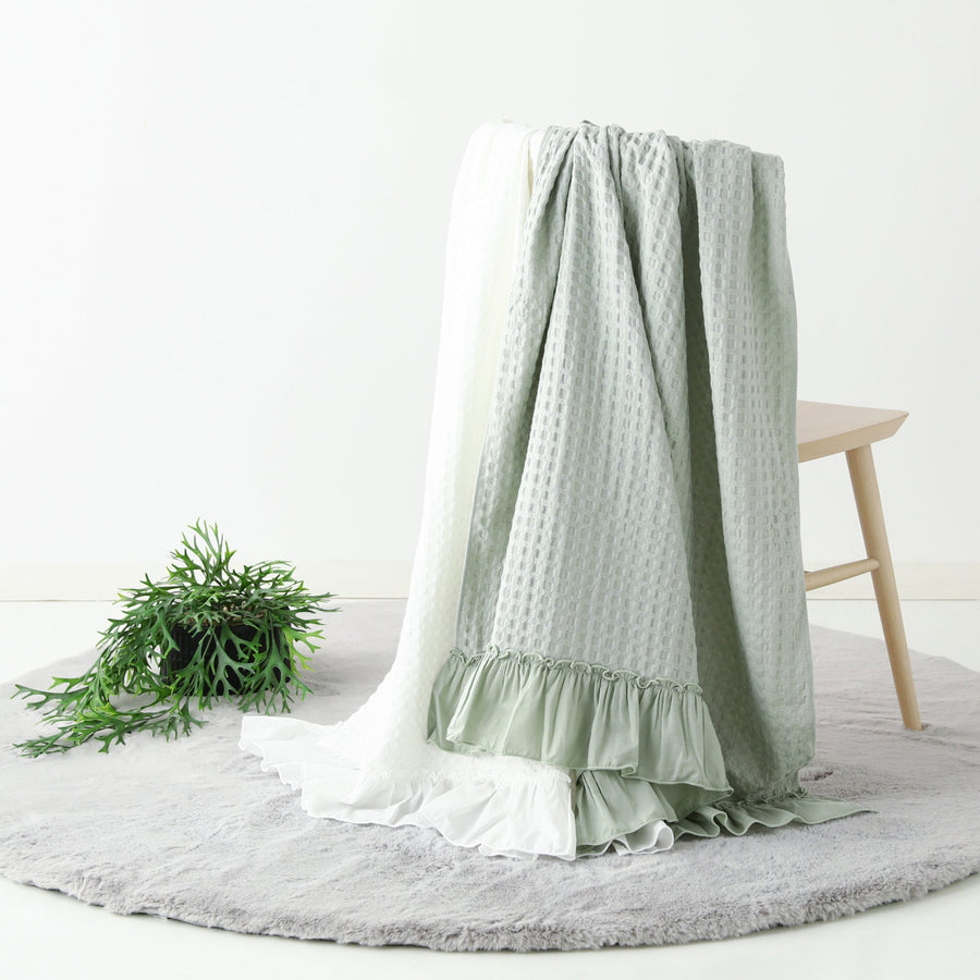 Waffle Summer Blanket (Single, Light Green)