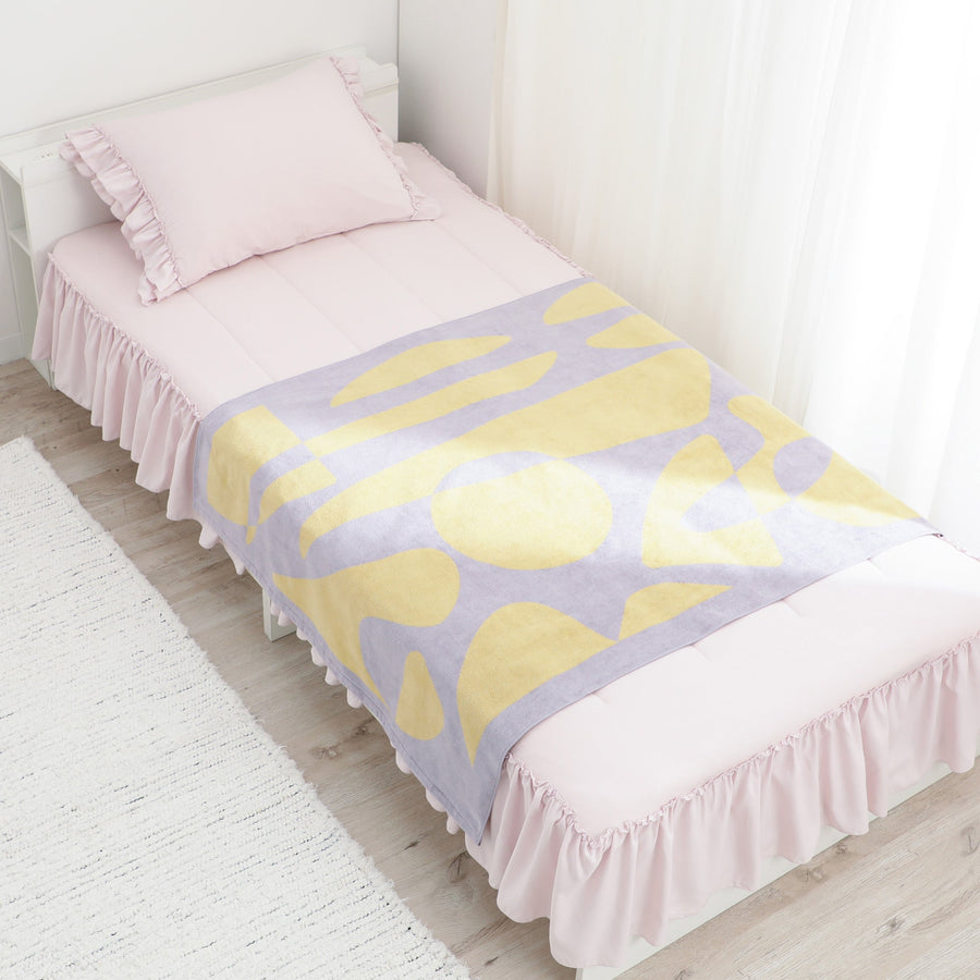 アートタオルケット ジオメトリック ハーフ パープル×イエロー